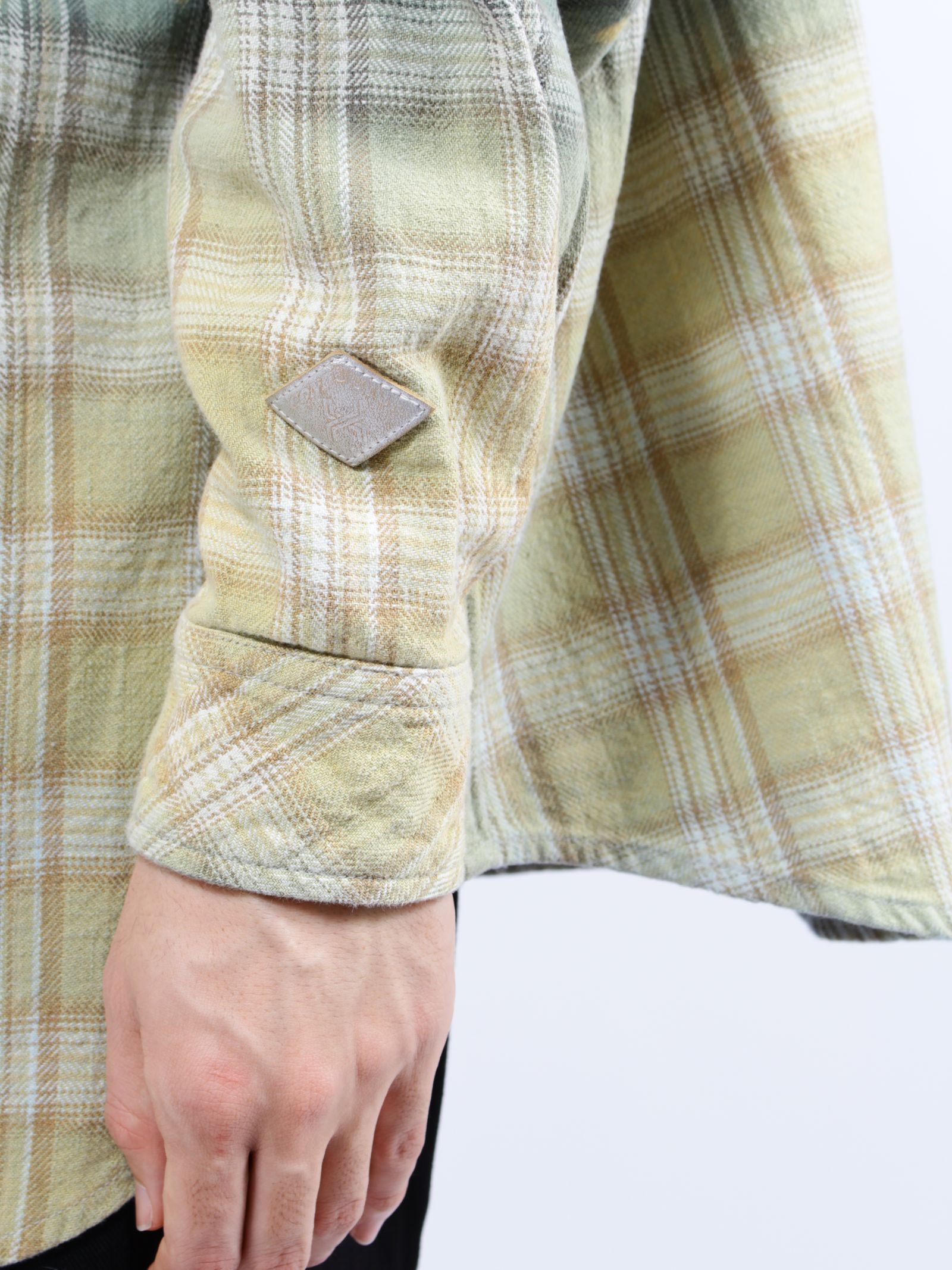 【26SS】コットン フランネル チェック ブリーチ シャツ / COTTON FLANNEL CHECK BLEACH SHIRT / グリーン