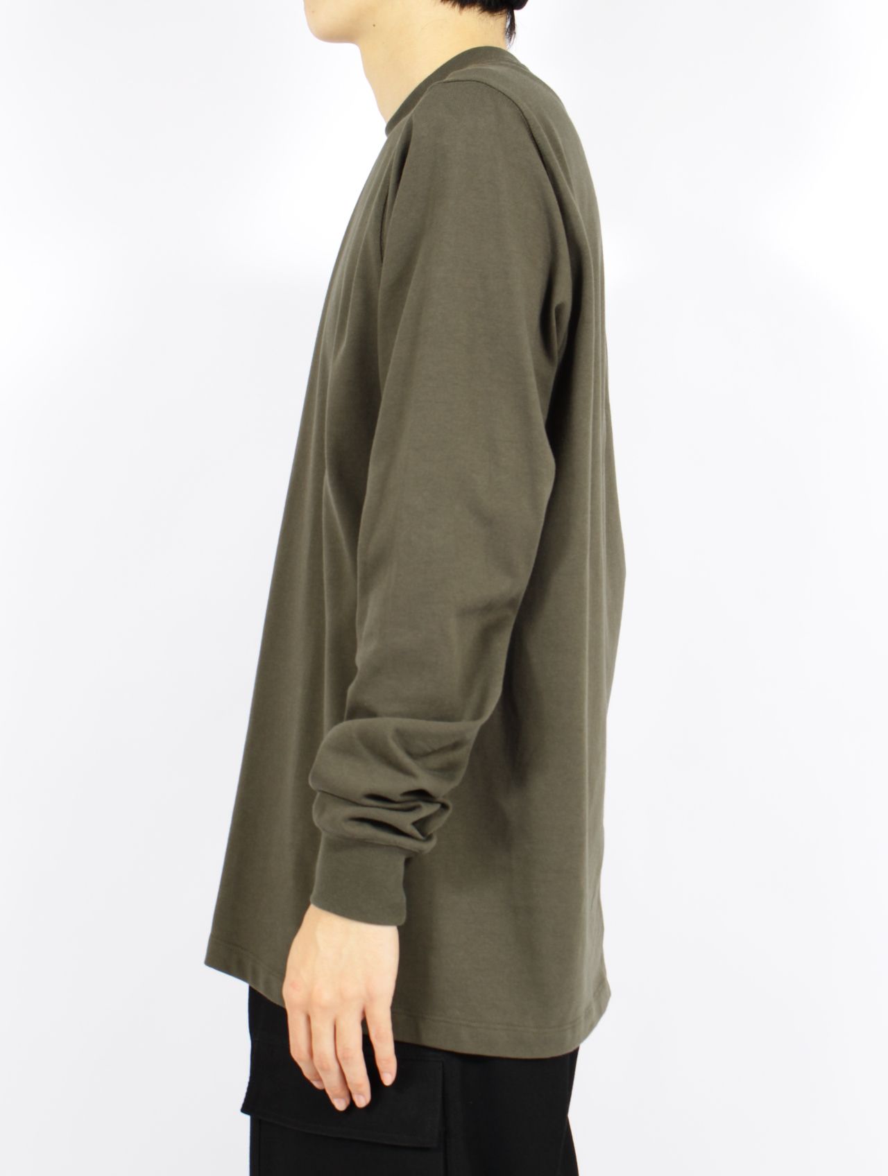 【25AW】リブ クルーネック 長袖スウェット シャツ / SHORT CREWNECK LS / ボスコ(カーキ)