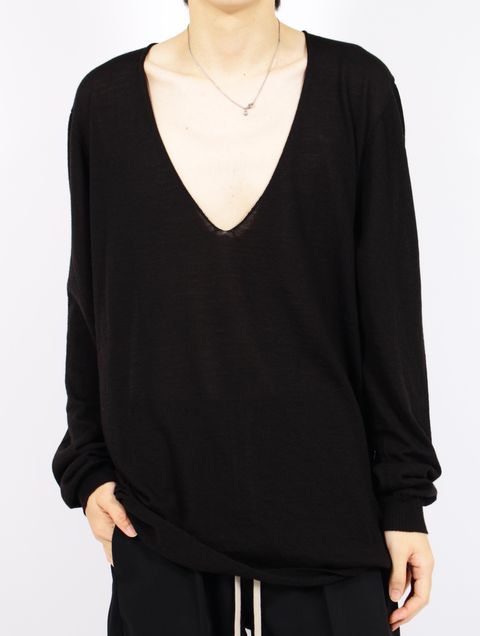 【26SS】オーバーサイズ エクストリーム Vネック ニット / OVERSIZED EXTREME V NECK / ブラック