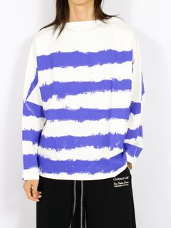 【26AW】 ピクチャレスク バスク ペインティング Tシャツ ボーダーカットソー / PICTURESQUE BASQUE PAINTING(ROOM GARDENER) / ホワイト×ブルー