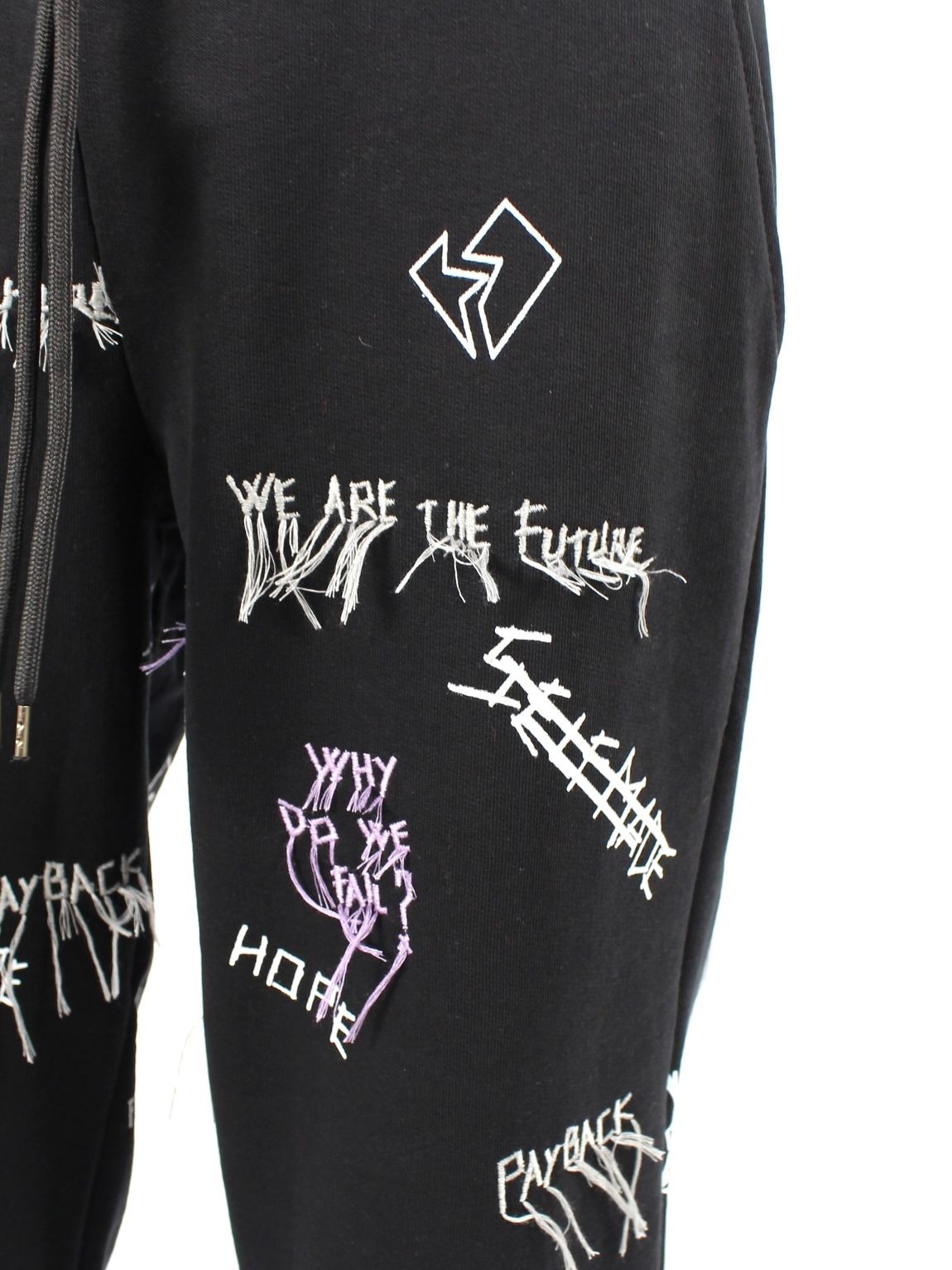 【21AW】総柄 刺繡プリントスウェットパンツ / NEW MANIFESTO JOGGER PANTS / ブラック × マルチ