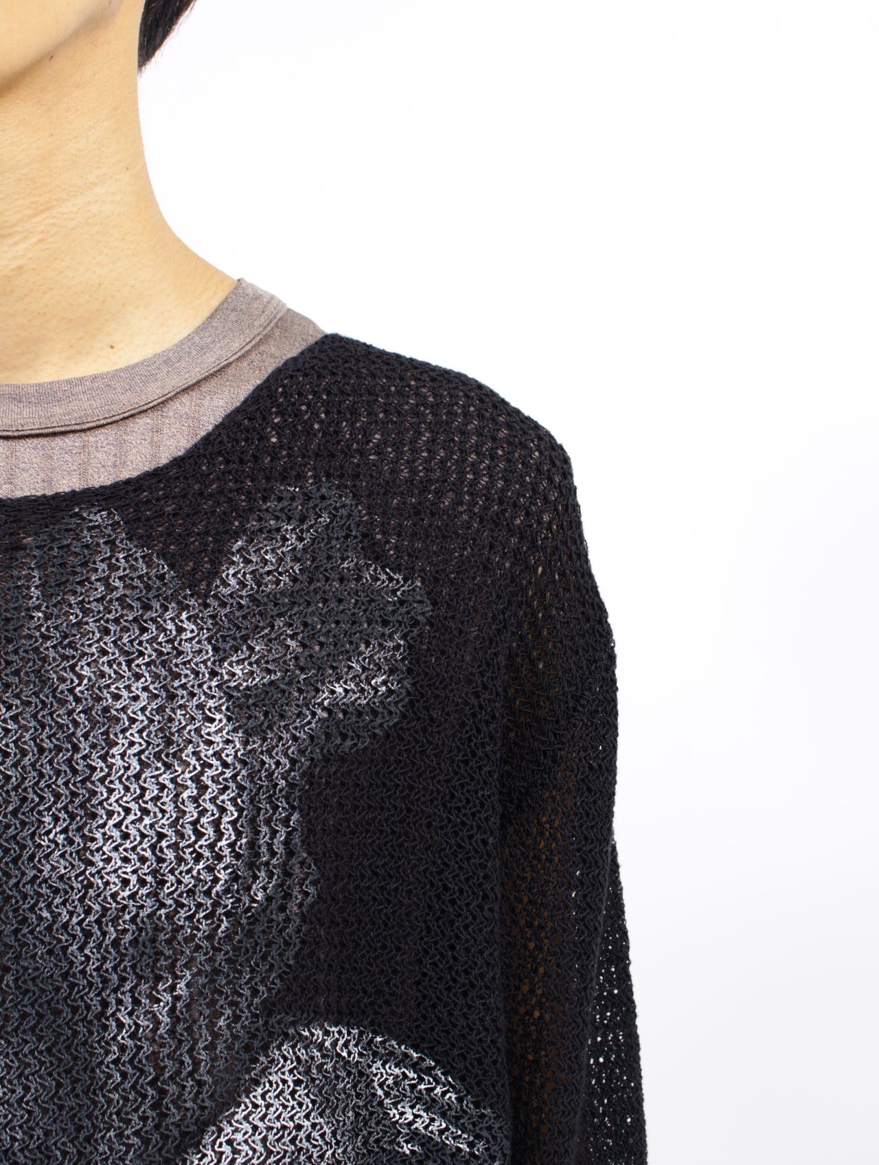 【25AW】フラワープリント ニット / FLOWER PRINT KNIT / ブラック