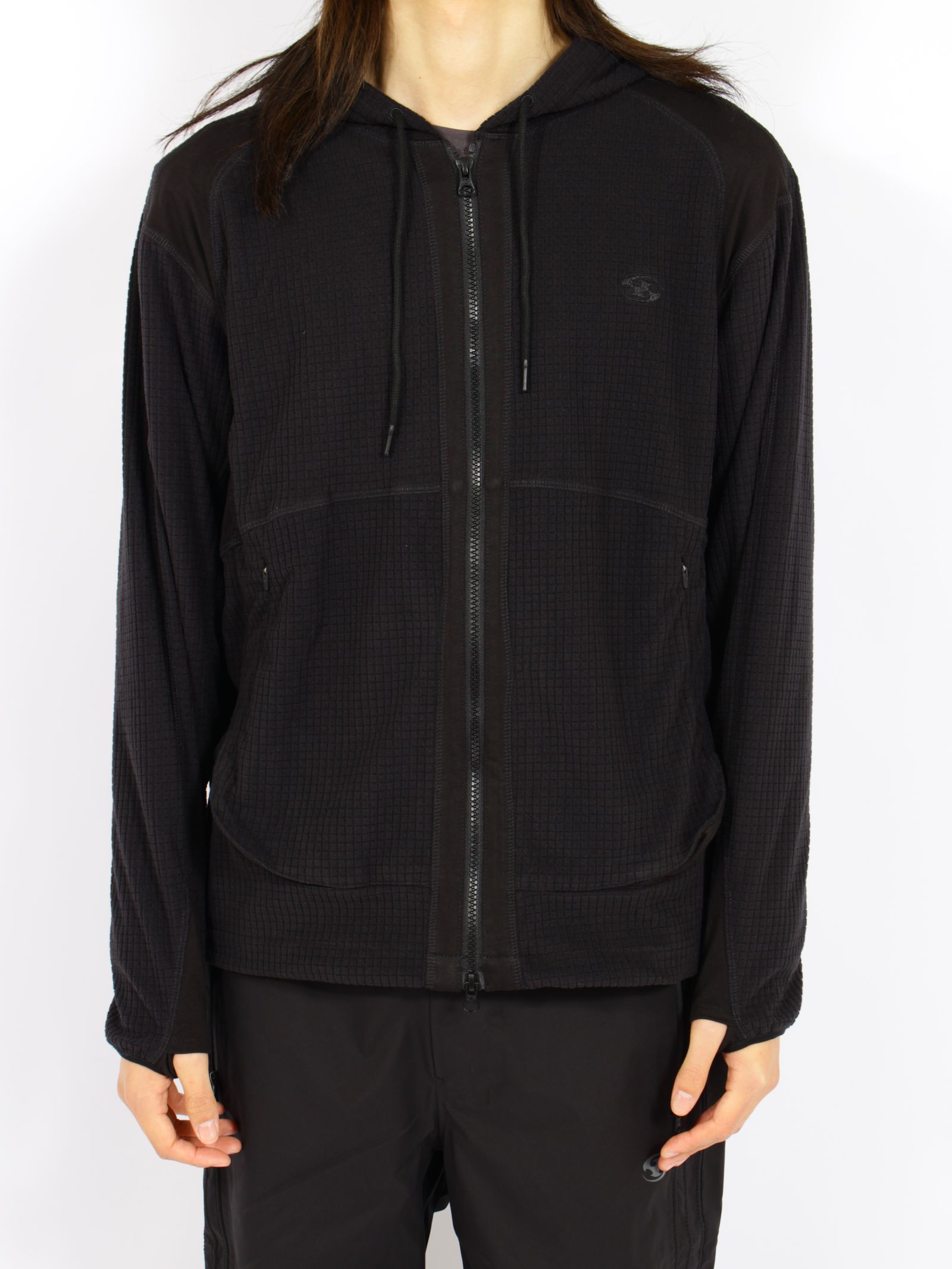 【26AW】グリッド フーディ ジップ アップ / GRID HOODIE ZIP-UP / ブラック