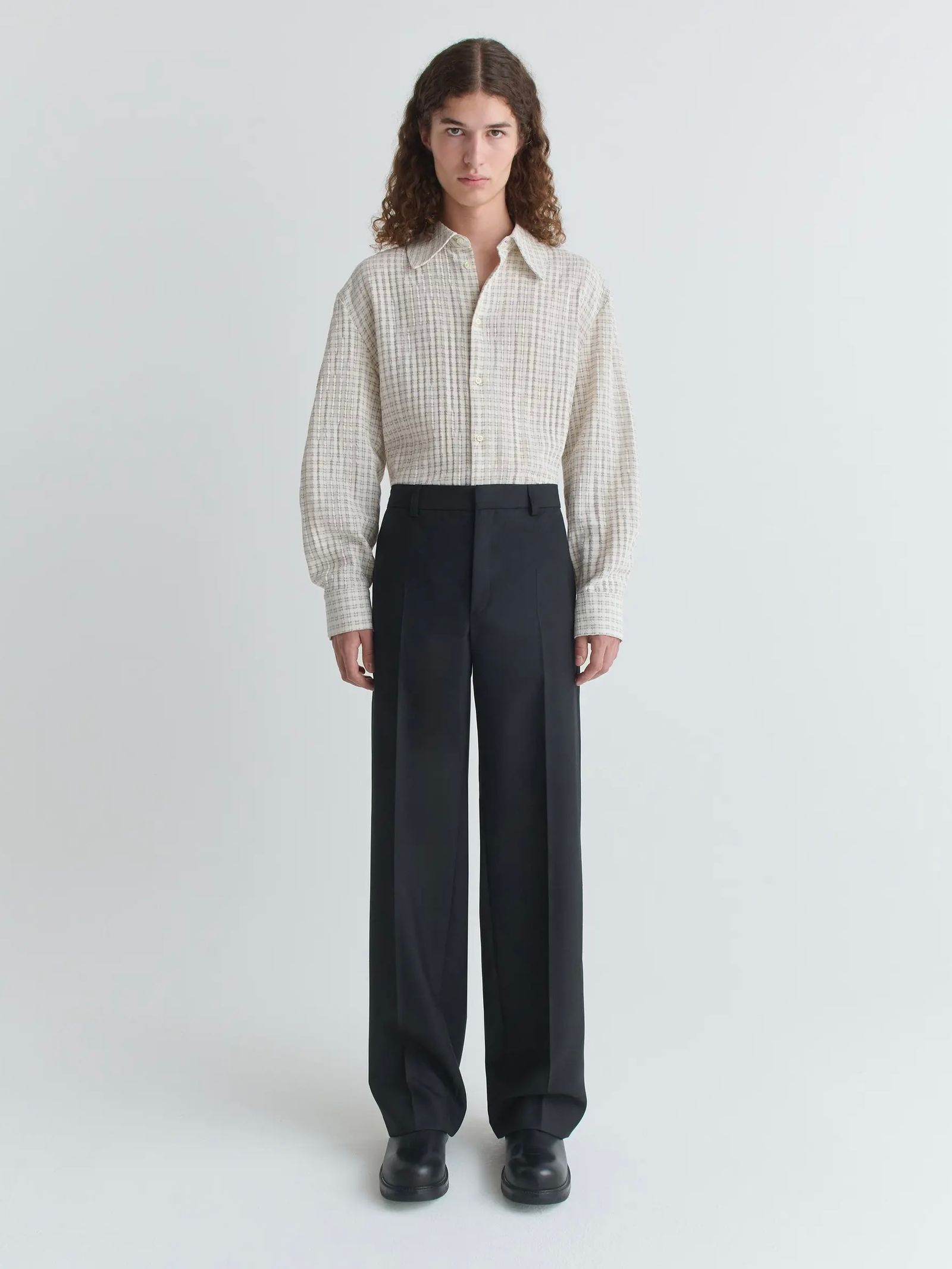 【26SS】ジョン トラウザー スラックス / JEON TROUSER / FINE BLACK WOOL(ブラック)