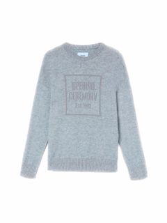 ボックス ロゴ ニット / JACQUARD BOX LOGO KNIT CREW / グレー