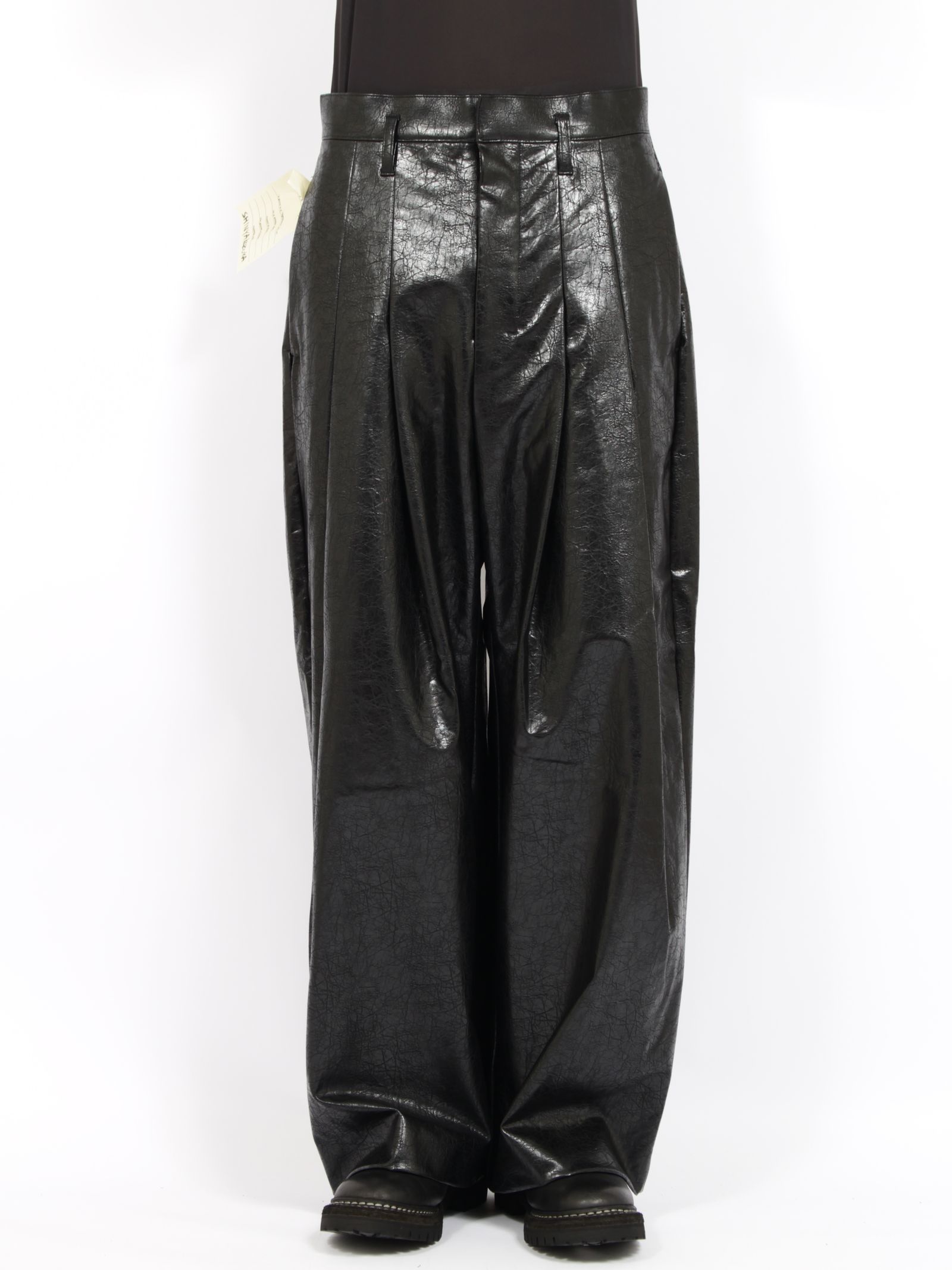 【定番】ディアー バギーパンツ シンセティックレザー synthetic leather / DEAR, BAGGY / ブラック