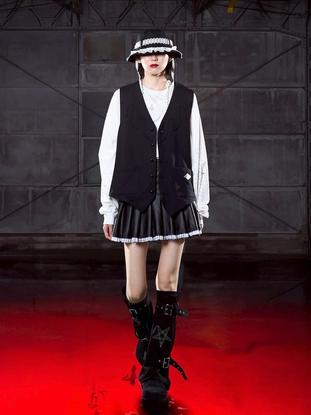 【26SS】コットン ベルテッド レッグウォーマー "ペンタグラム" / COTTON BELTED LEG WARMER 'PENTAGRAM / ブラック