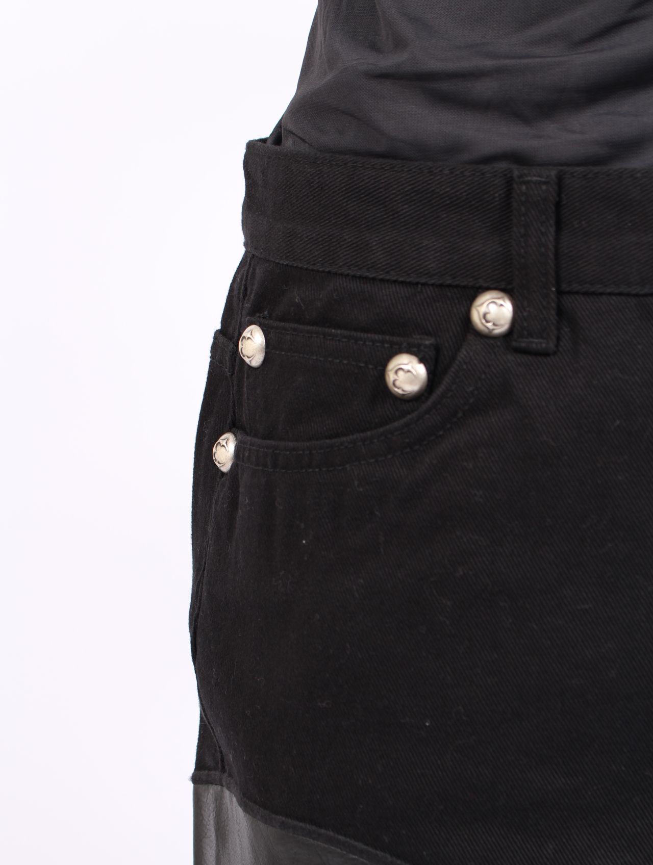 【25AW】TC レザー ウォッシング デニム パンツ / TC WASHING DENIM PANTS / オールブラック