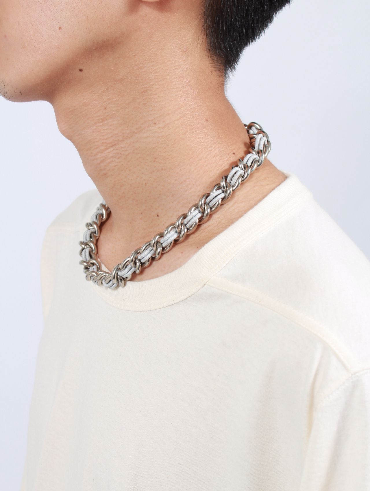 【25AW】レースド チェイン ネックレス / LACED CHAIN NECKLACE / グレー