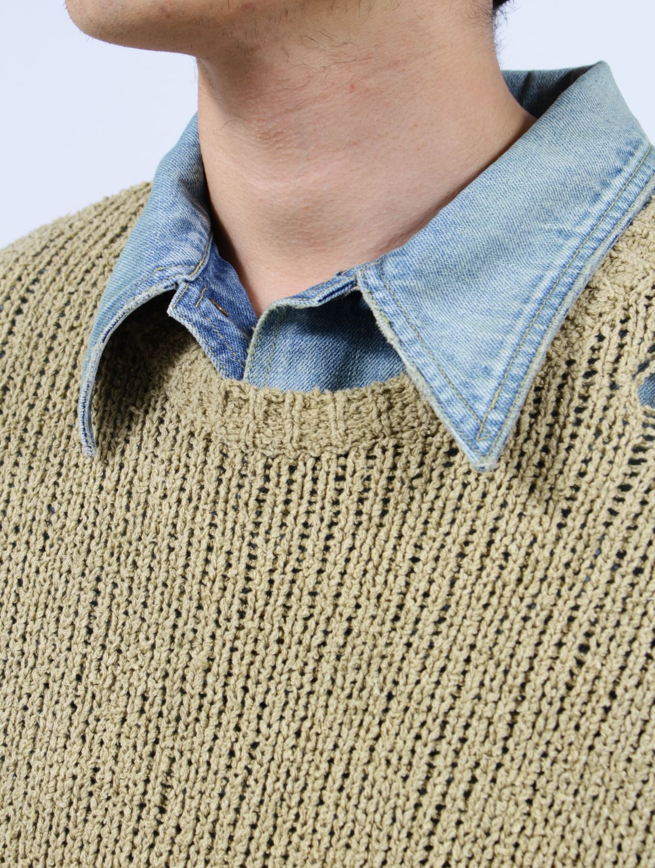 【25SS】サンフェード ニットベスト / SUN-FADED KNIT VEST / カーキ