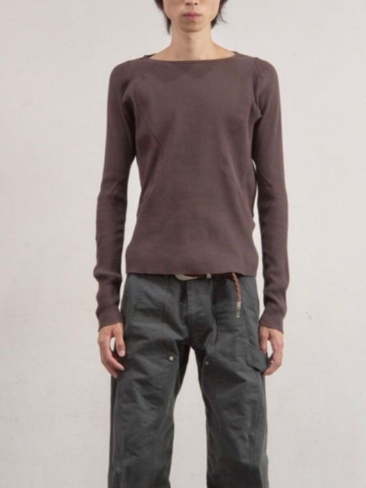 【26SS】 パネルド リブ ロングスリーブ 長袖 Tシャツ / PANELLED RIBBED LONG SLEEVE T-SHIRT / BROWN (ブラウン)