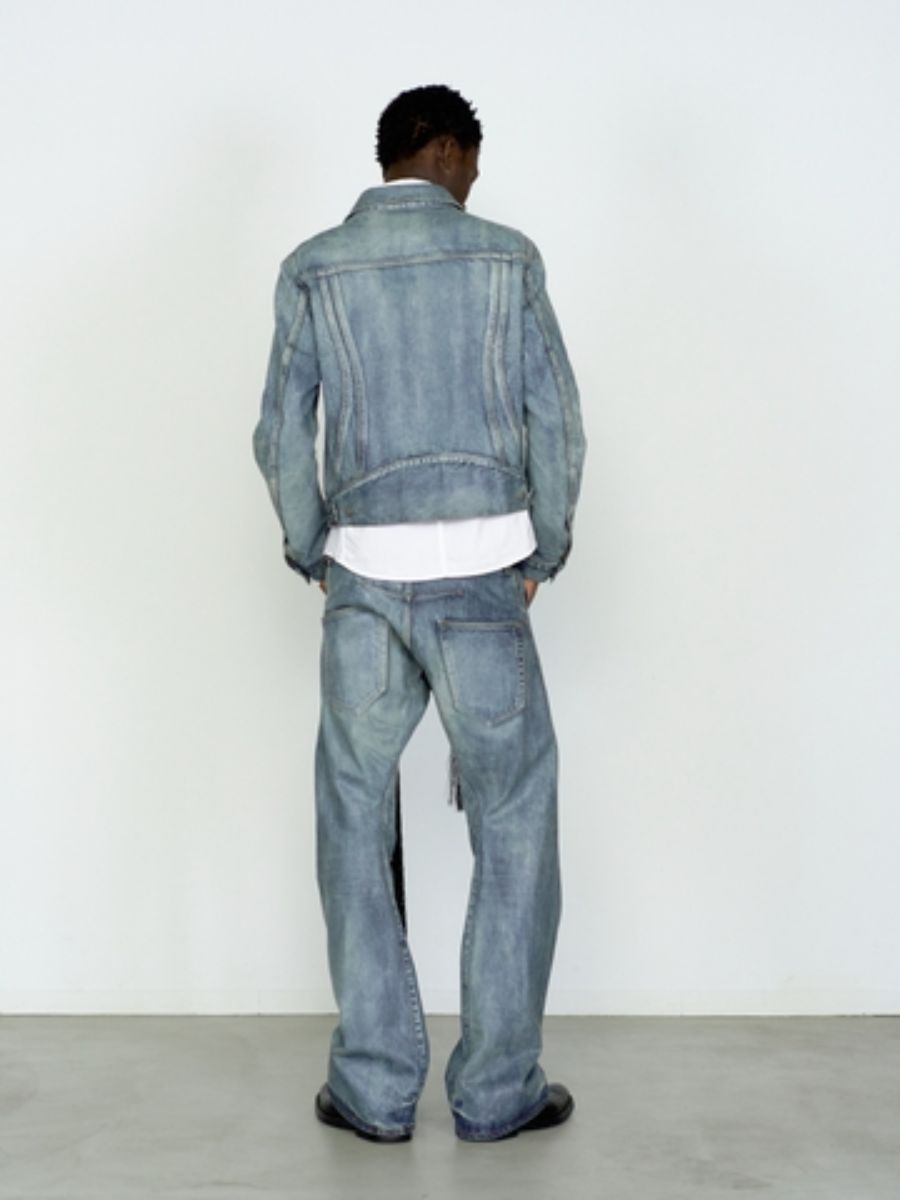 デニム ジップ アップ トラッカー デニム ジャケット / DENIM ZIP UP TRUCKER / WAXED ICE WASH (アイスブルー)