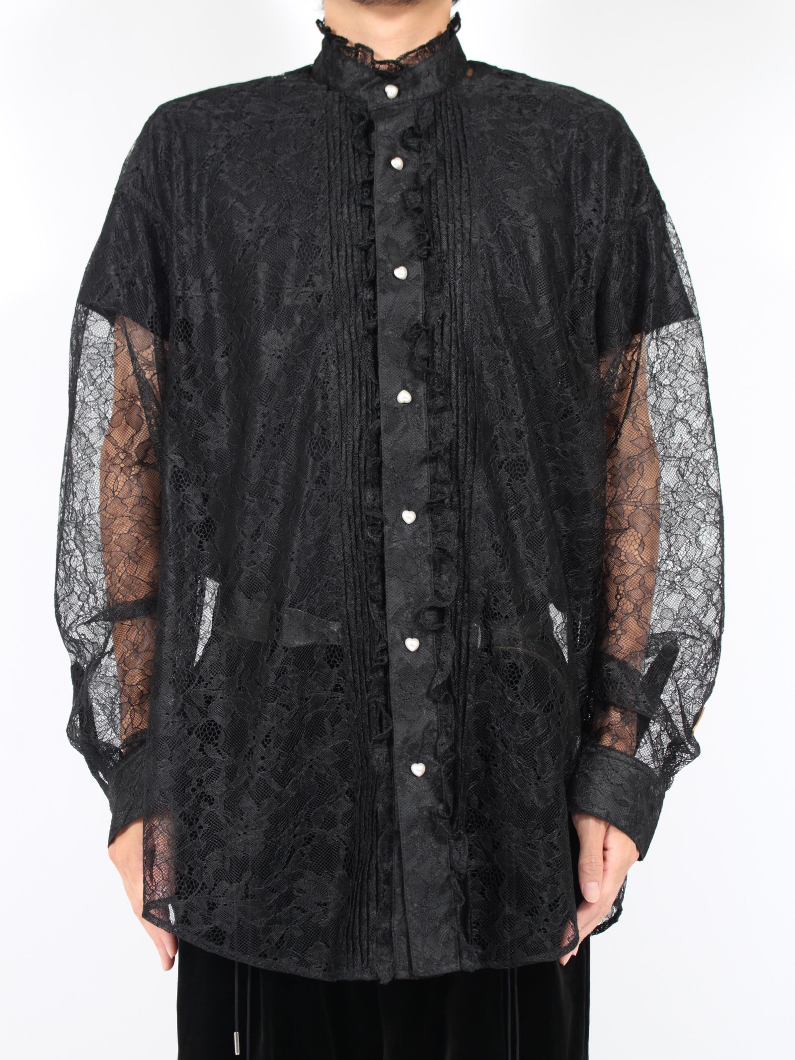 el conductorH - 【24AW】フラワー レース フリル シャツ / FLOWER LACE FRILL SHIRT / ブラック |  STORY