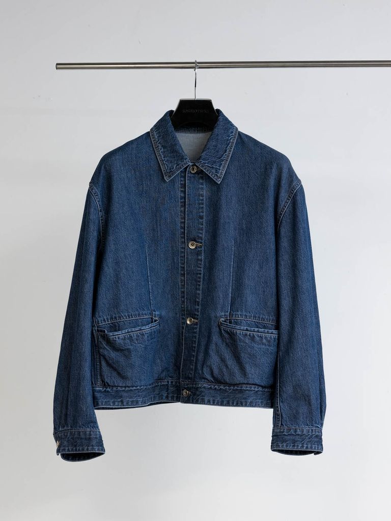 SOSHIOTSUKI - 【25SS】マニプレート ドレープ ポケット ウォッシュド デニム ジャケット / MANIPULATION DRAPE  POCKET WASHED DENIM JACKET / ウォッシュインディゴ | STORY