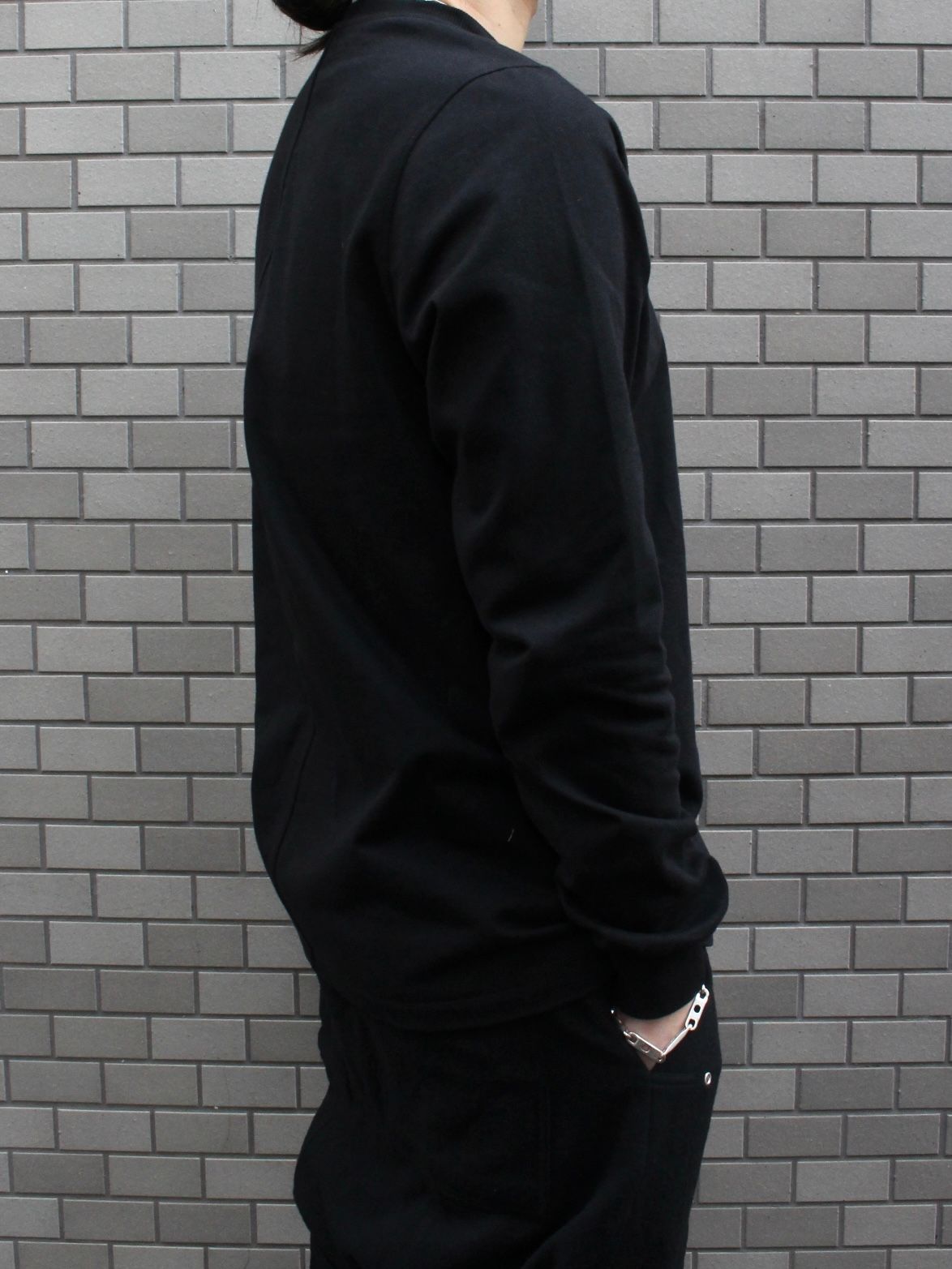 【25AW】リブ クルーネック 長袖スウェット シャツ / SHORT CREWNECK LS / ブラック