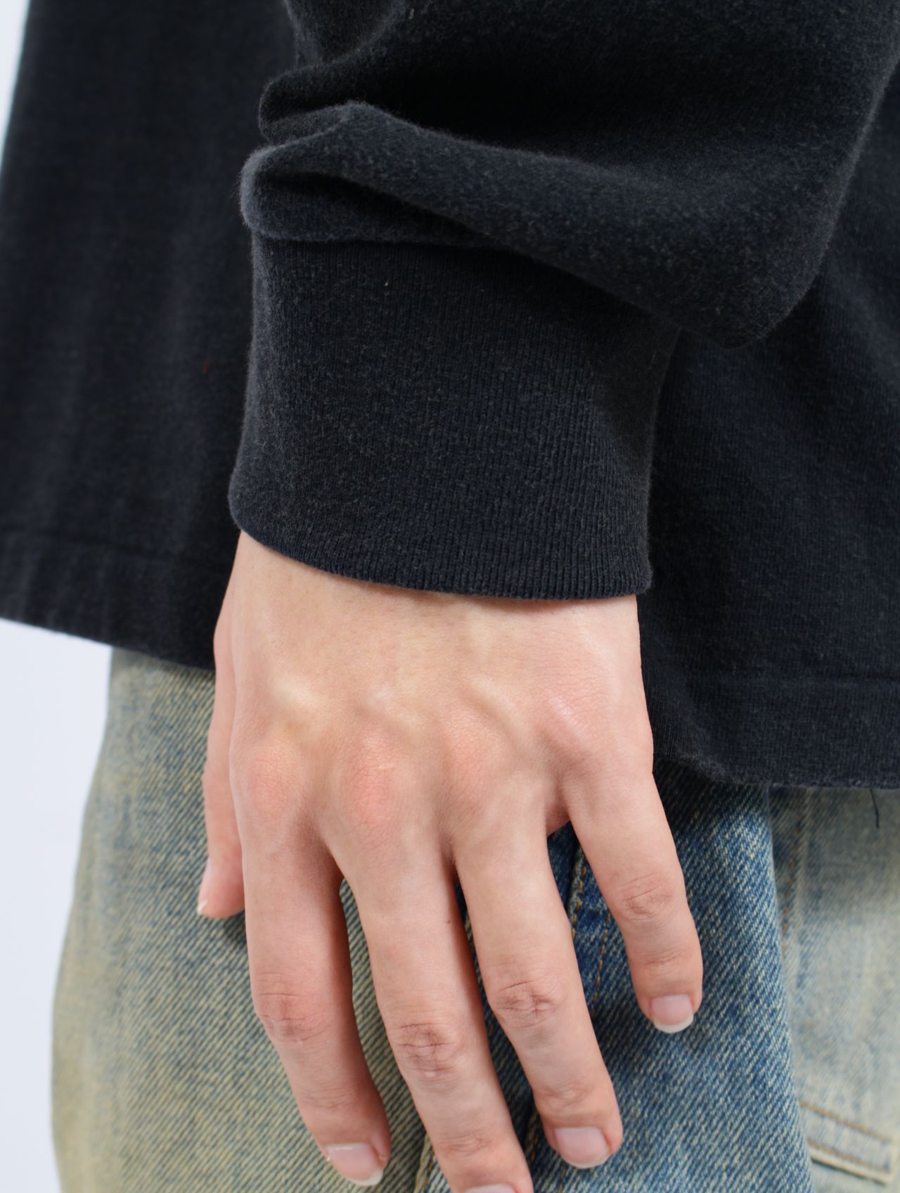 【25SS】フィンガー リップ プリント ロングスリーブ Tシャツ カットソー / FINGER LIP PRINT LS T-SHIRT / ブラック