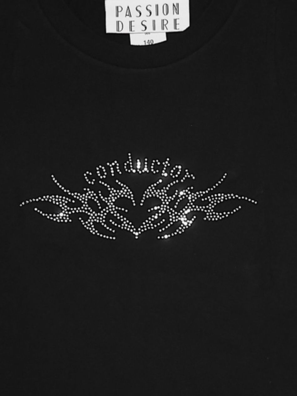 【26SS】ストーン デコレート ハート トライバル ミニ Tシャツ / STONE DECORATED HEART TRIBAL MINI T-SHIRT / ブラック