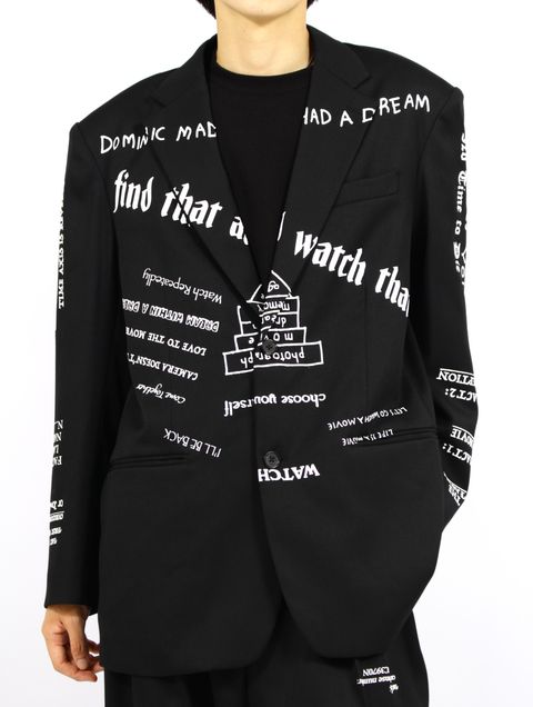 【25AW】"タトゥー" プリント テーラード ジャケット / "TATTOO" PRINTED TAILORED JACKET / ブラック