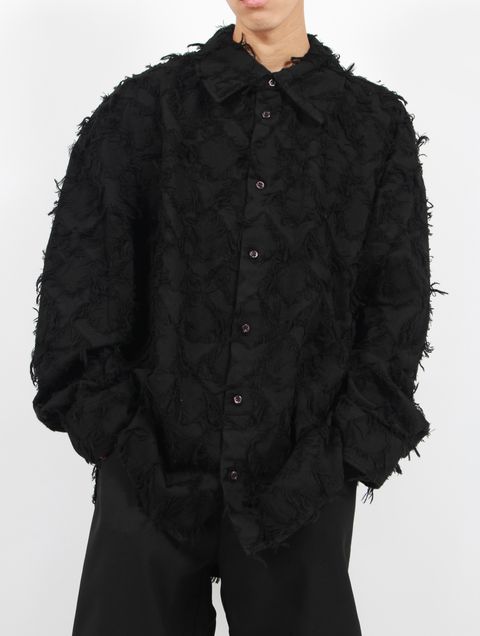 【25AW】ウェス シャツ アーガイルチェック柄 フリンジ 長袖 / WES SHIRT / フリンジブラック