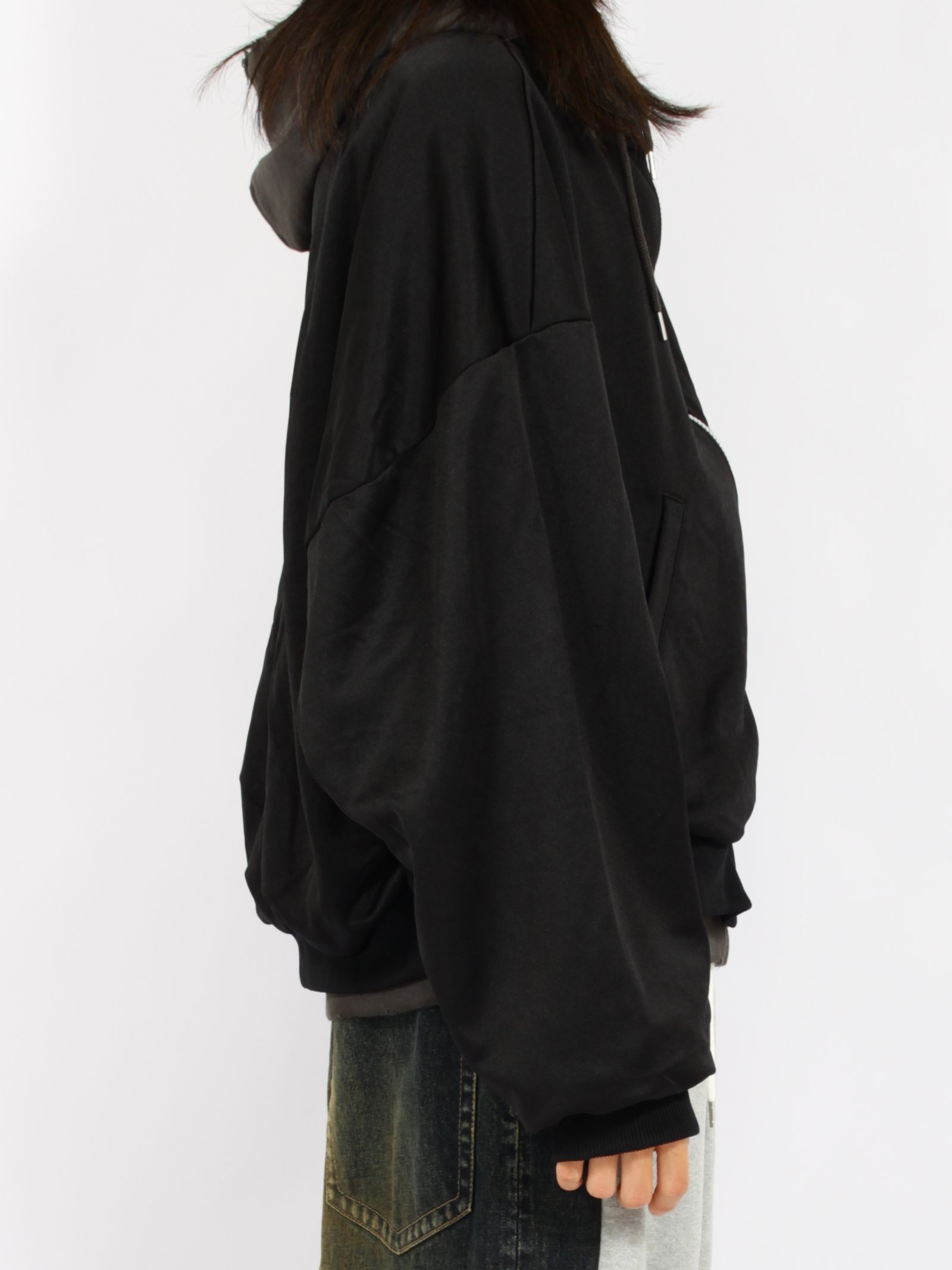【26AW】 トラック ジャケット レイヤード スウェット パーカー / TRACK JACKET LAYERED / ブラック