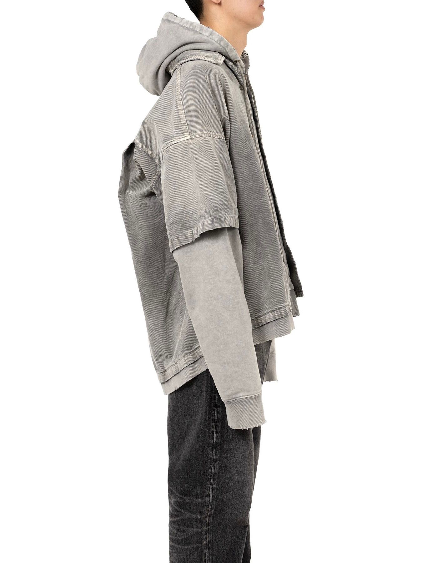 【25AW】レイヤード コーデュロイ シャツ / LAYERED CORDUROY SHIRT / グレー