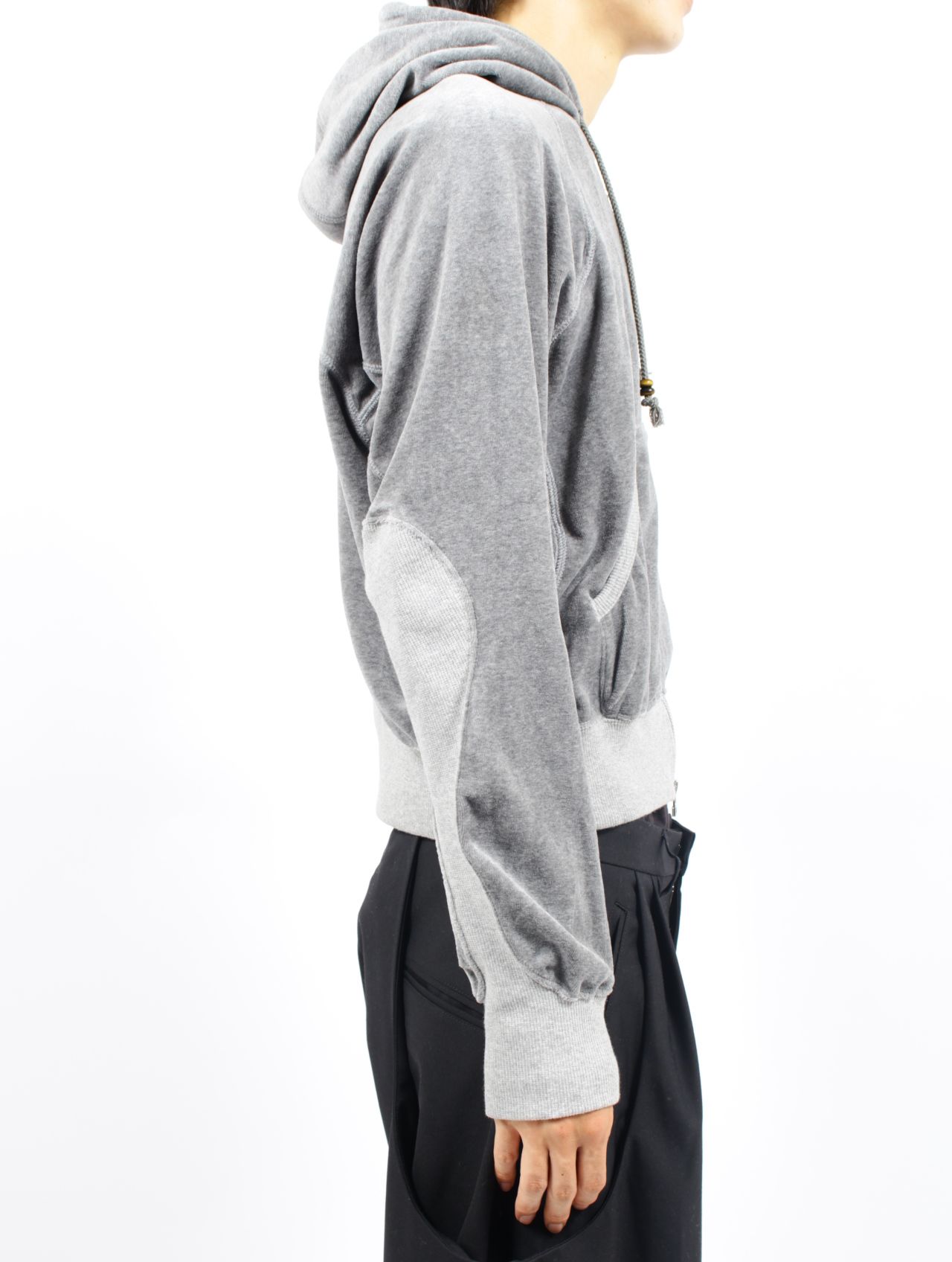 【25AW】 ベロア ジップアップ フーディー パーカー / VELOUR ZIP UP HOODIE / HEATHER GREY(ヘザーグレー)