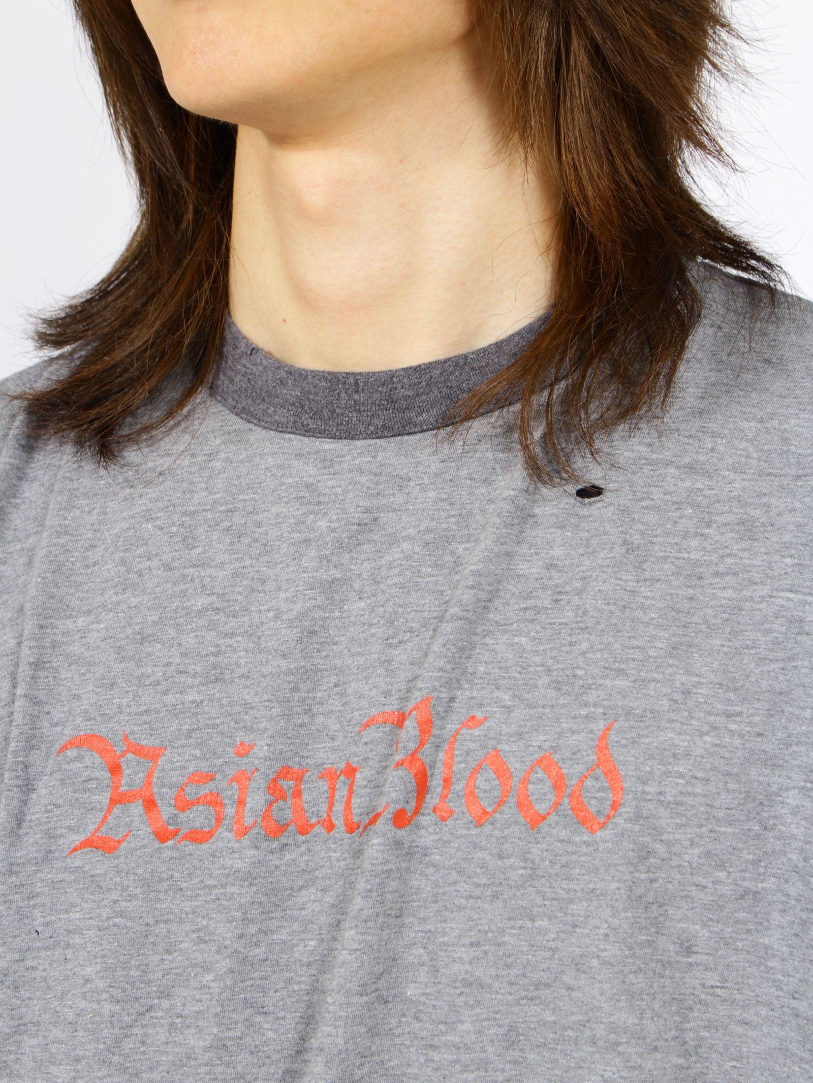 【26SS】ディストレスド トリム Tシャツ 'ASIANBLOOD / DISTRESSED TRIM T SHIRT 'ASIANBLOOD / ブラック