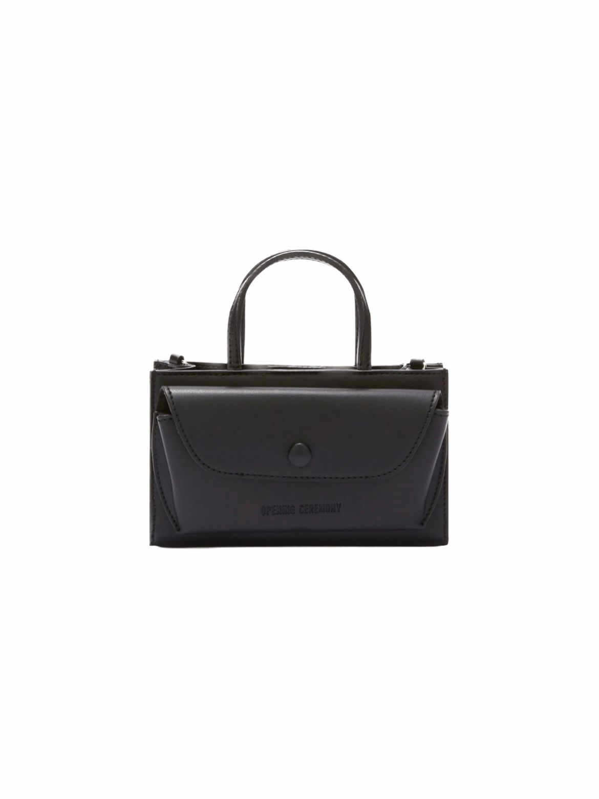 ミニ  フェイクレザー バッグ / FAUX LEATHER RAZOR CLAM BAG / ブラック