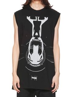 【25SS】プリント スリーブレス Tシャツ / COTTON SZ JERSEY / ブラック