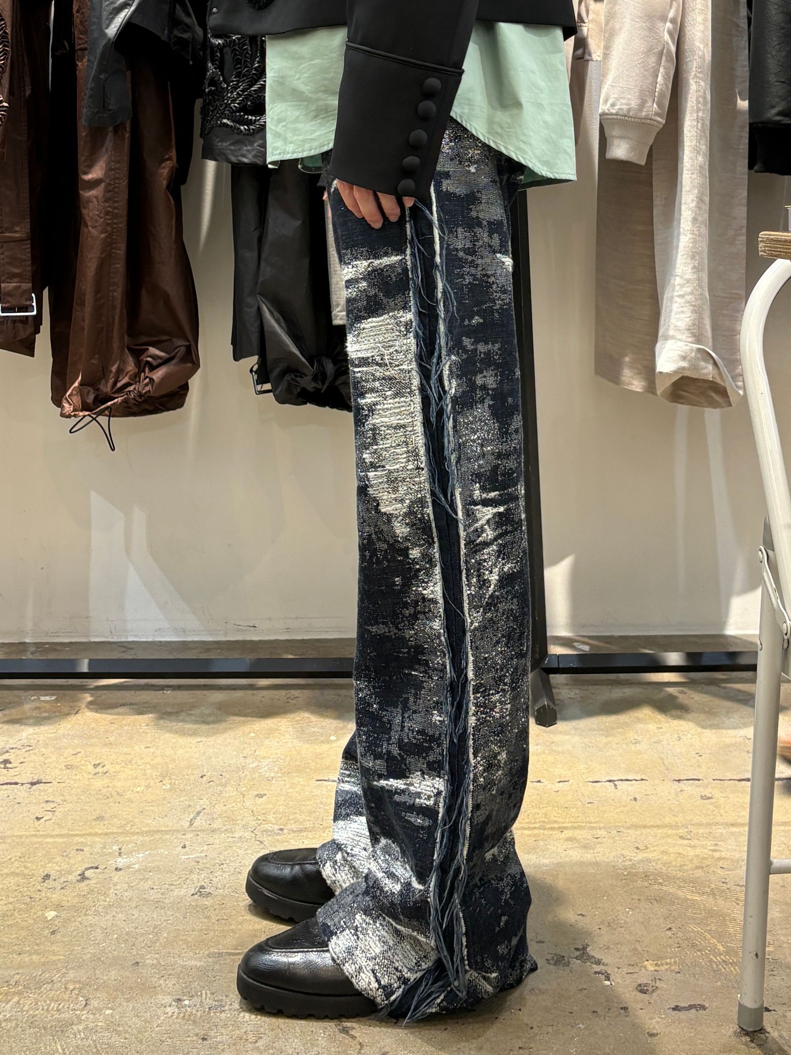 【27SS】デザイン フレア パンツ ジャガードデニム / DESIGN FLARE PANTS / ONE WASH (ワン ウォッシュ)