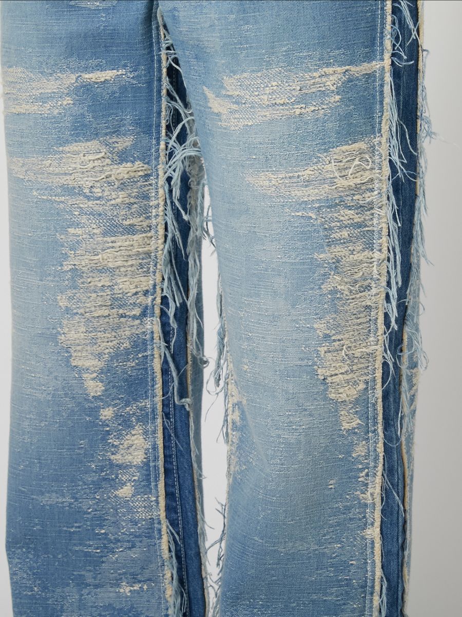 【27SS】デザイン フレア パンツ ジャガードデニム / DESIGN FLARE PANTS / INDIGO BLEACH (インディゴ ブリーチ)