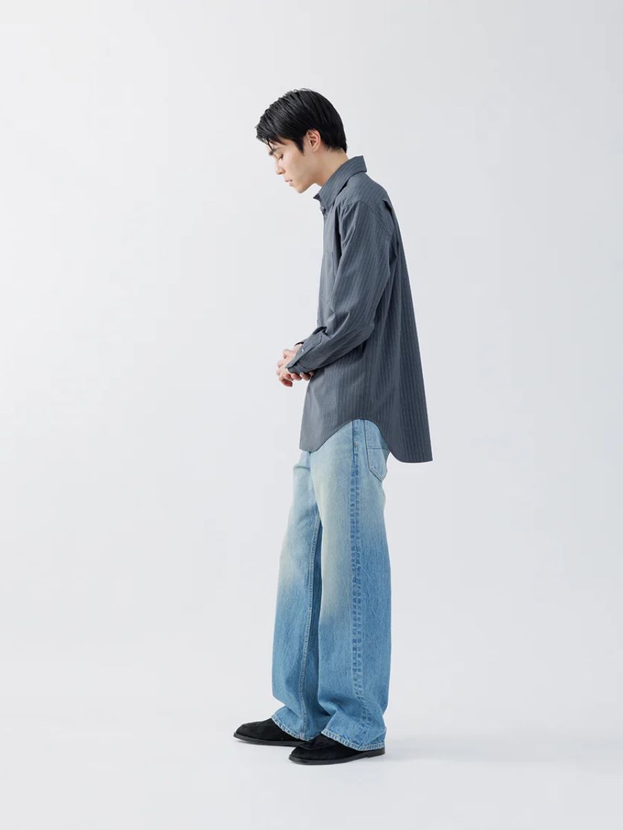 【26AW】 レギュラー フィット タブカラー シャツ ストライプ シャツ / REGULAR FIT TAB COLLAR SHIRT / グレー