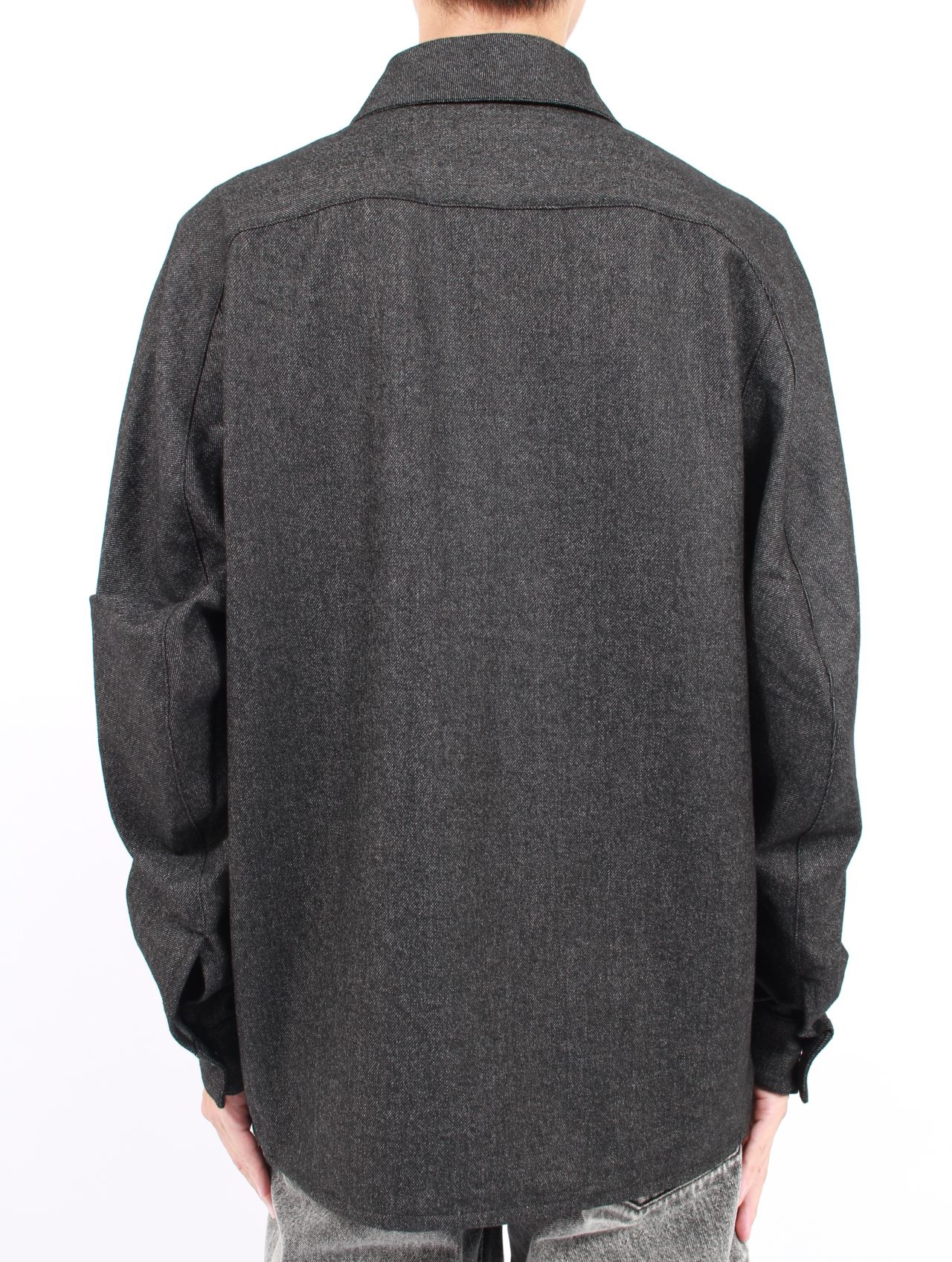 【25AW】ウール カシミヤ パネル 尾州産 ウール 長袖 シャツ  / PANEL SHIRTS WOOLS WOOL / ブラック