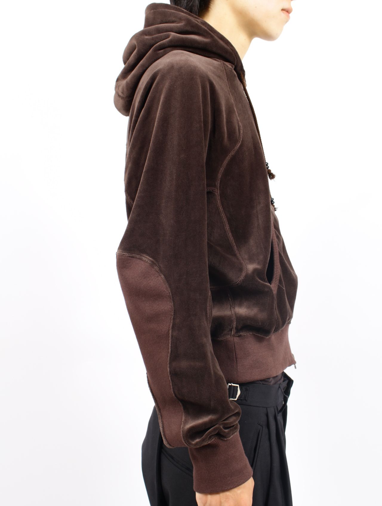 【25AW】 ベロア ジップアップ フーディー  パーカー VELOUR ZIP UP HOODIE / BROWN(ブラウン)