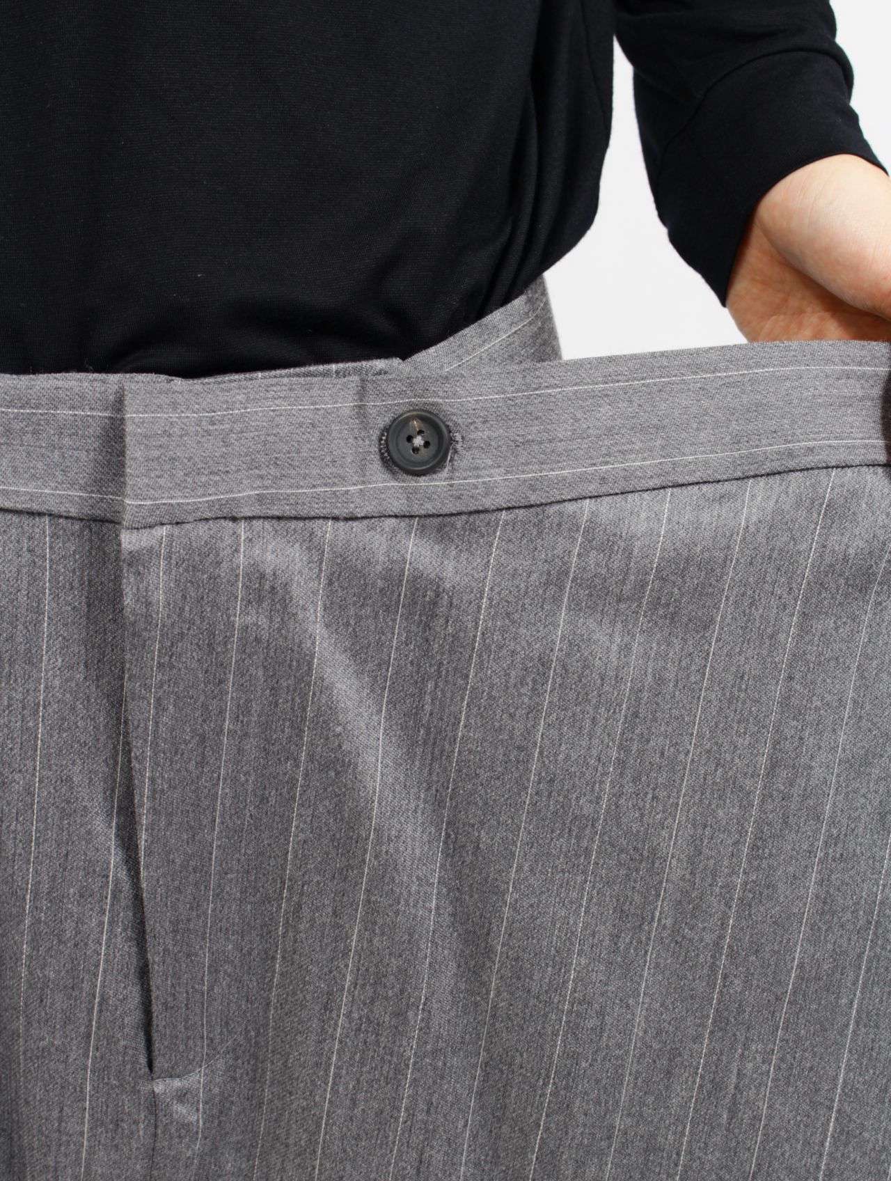 【26SS】ストライプ ラップ パンツ / WRAP PANTS / グレー