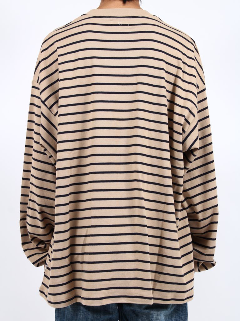 BASICKS - 【24SS】オーバーサイズ ストライプ ロング Tシャツ 