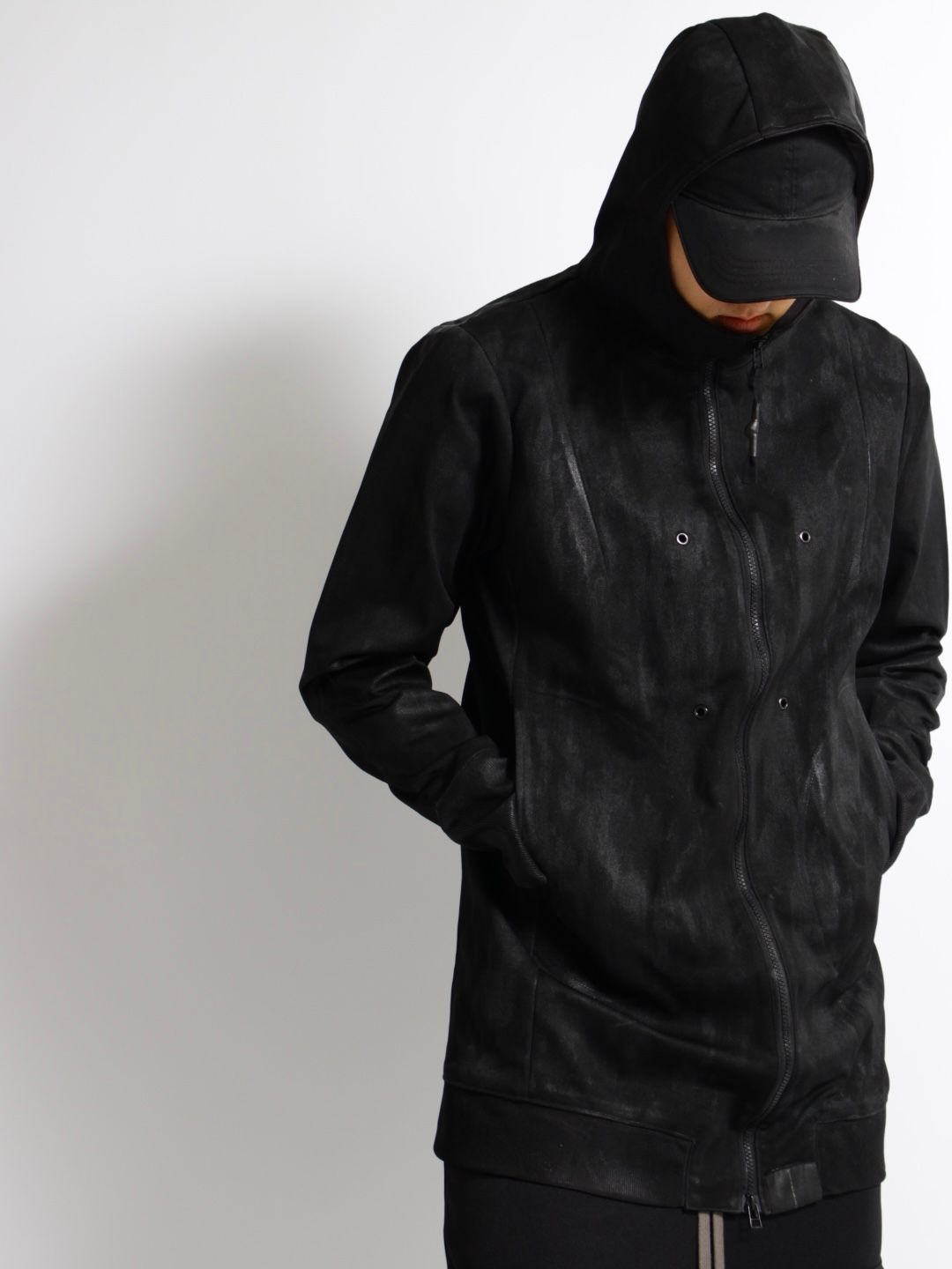 【25SS】テック ジャージー ロング パーカ TECH JERSEY LONG PARKA_4HOLE / ブラック