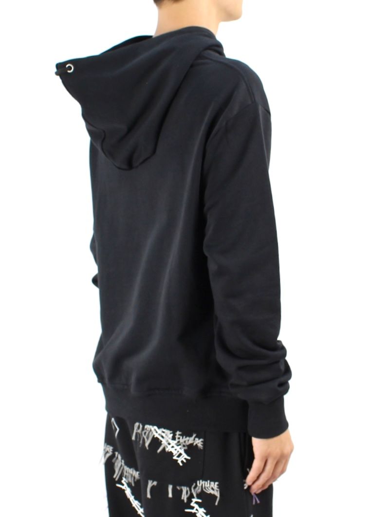 【21AW】刺繡ロゴ フリンジパーカー / LOGO HOODIE WITH PENDING YARN / ブラック × マルチ