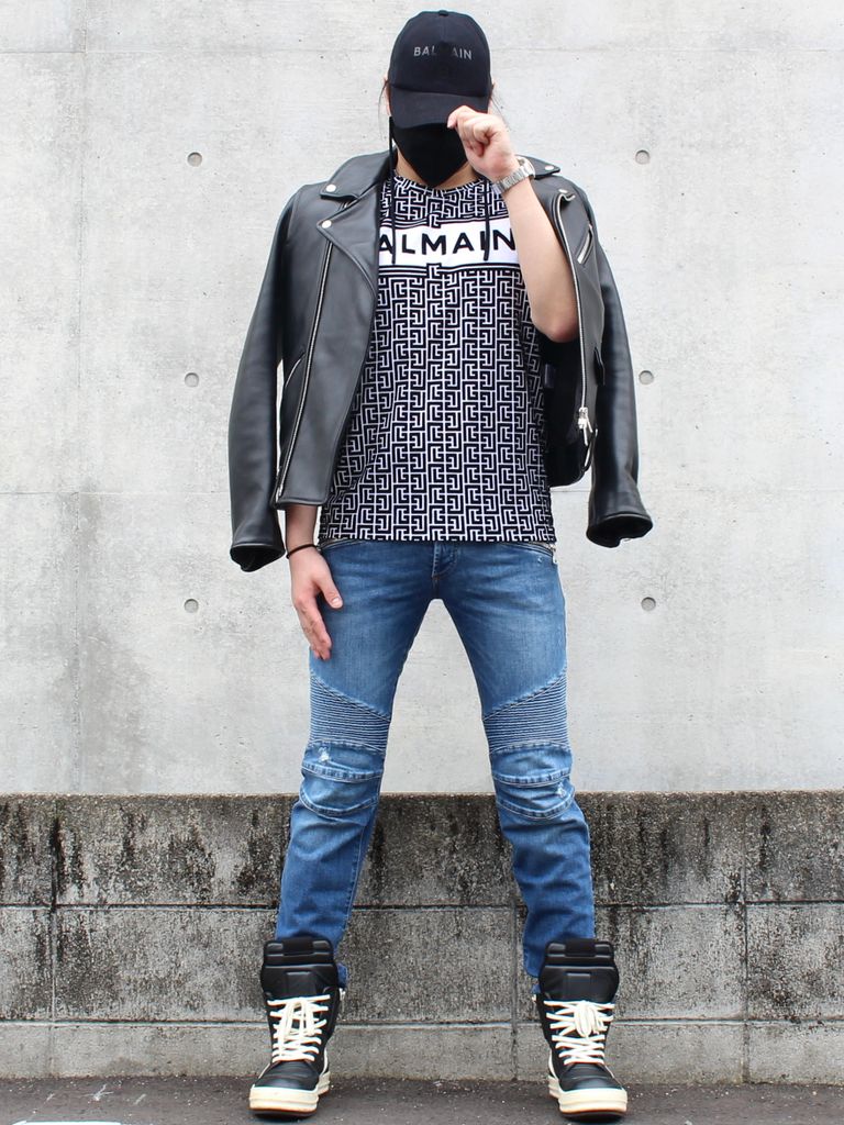 BALMAIN - ヴィンテージ ZIPバイカー デニムパンツ / BH2 PANTS DENIM 