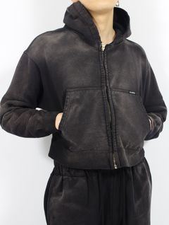 【25SS】"カミヤ-ローズ" ディストレスド ジップ フーディー パーカー / “KMY-ROSE” DISTRESSED ZIP HOODIE / ブラック