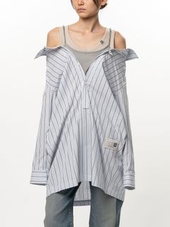 【26AW】レイヤード ストライプ シャツ ドレス / LAYERED STRIPE SHIRTS DRESS / ブルー