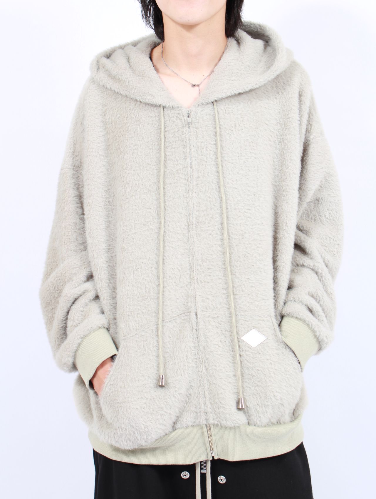 【25AW】テディベア フーデッド セーター シャギー ジップアップ パーカー / TEDDY BEAR HOODED SWEATER / ミント