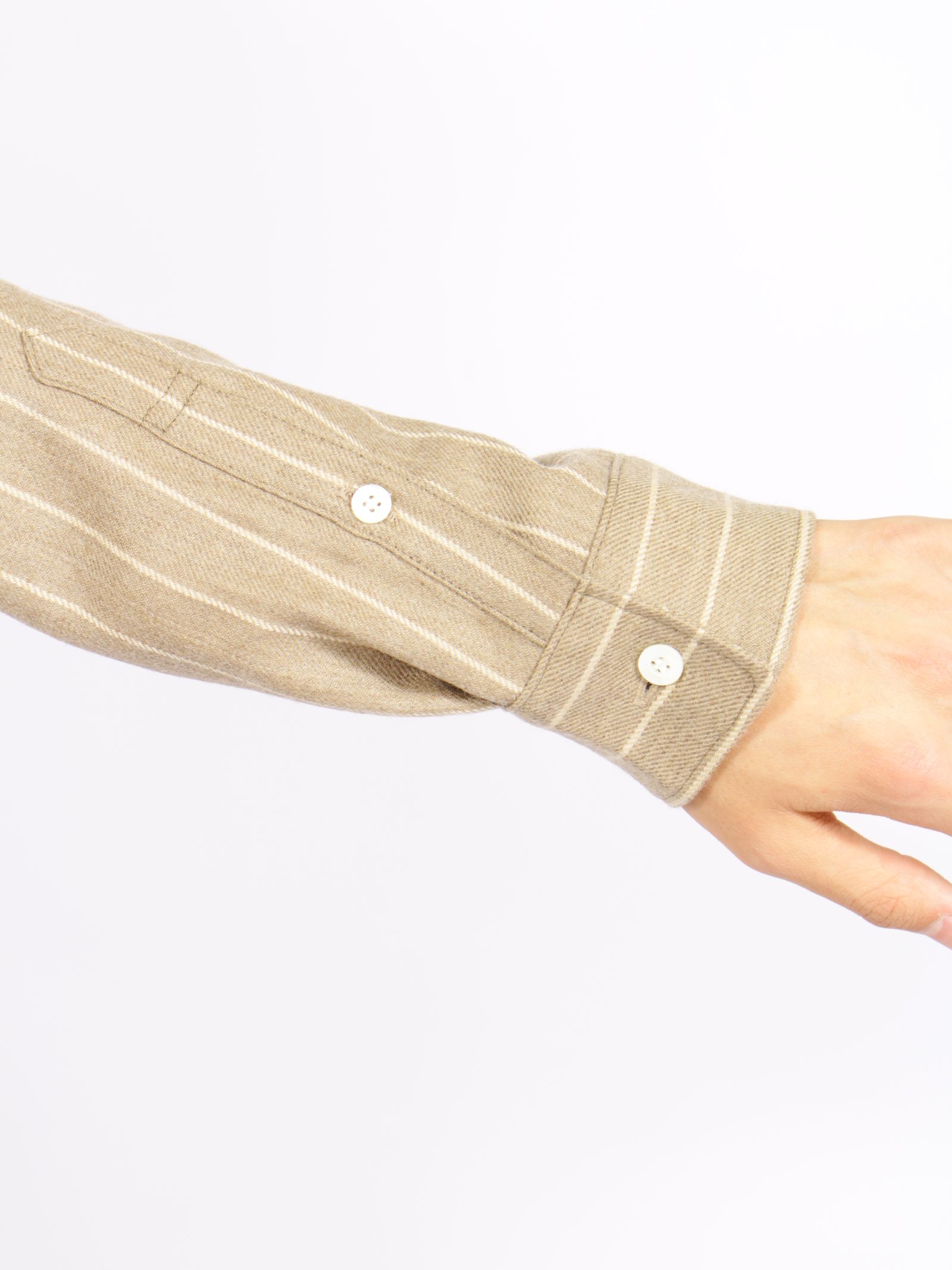 【26AW】 ウール ストライプ シャツ / WOOL STRIPED SHIRT / ベージュ