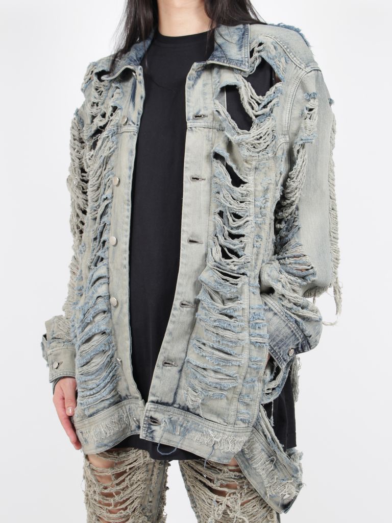 RICK OWENS - 【23FW】ジャンボ ワーカー ダメージ デニムジャケット  