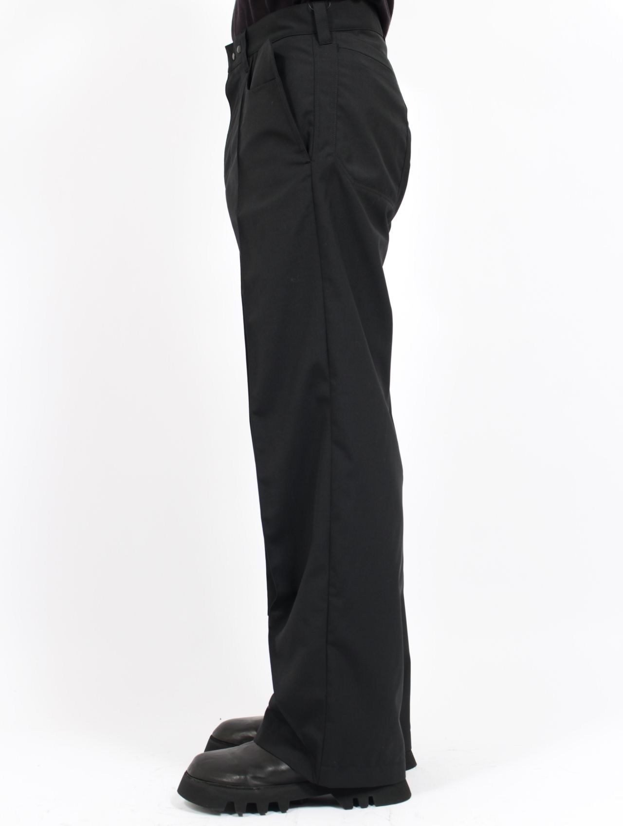 【26SS】ウール ストレート トラウザーズ スラックス / YTRS / ブラック