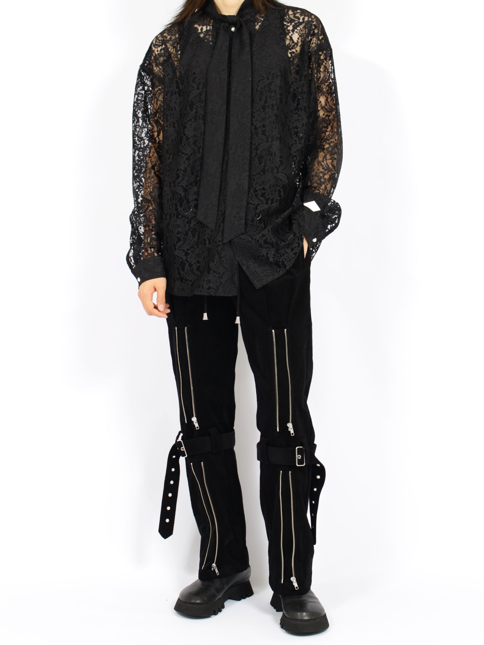 【26AW】コットン コーデュロイ ボンデージ イージー トラウザーズ パンツ / COTTON CORDUROY BONDAGE EASY TROUSERS / ブラック