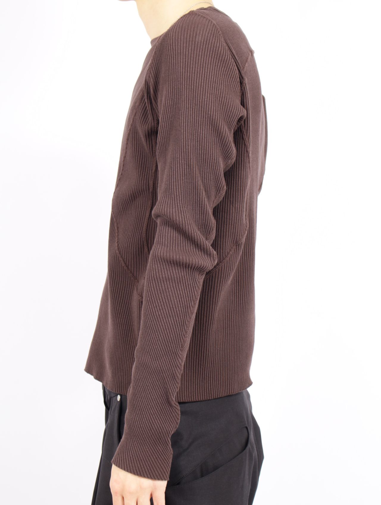 【26SS】 パネルド リブ ロングスリーブ 長袖 Tシャツ / PANELLED RIBBED LONG SLEEVE T-SHIRT / BROWN (ブラウン)