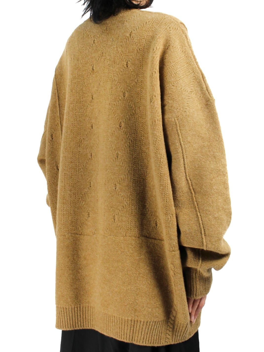 【22SS】オーバーサイズ フロントプリント ニットセーター / Loose fit reversed braid sweater printed  front / ブラウン×レッド - ブラウン - 1(S)