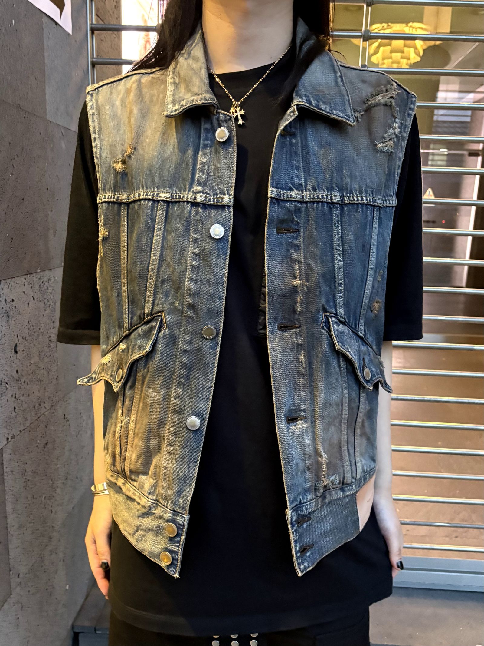 【25SS】ロー シルエット デニム ベスト / LOW SILHOUETTE DENIM VEST / RUSTY INDIGO(インディゴ)