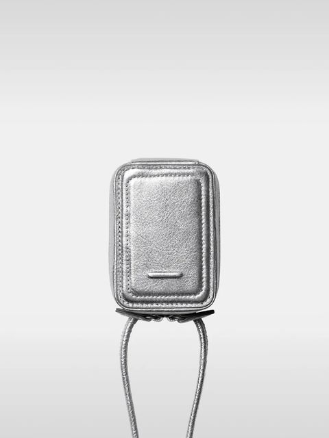 レザーストラップ付アイフォンアクセサリー ウォレット / STRAPPED ACCESSORY WALLET / シルバー